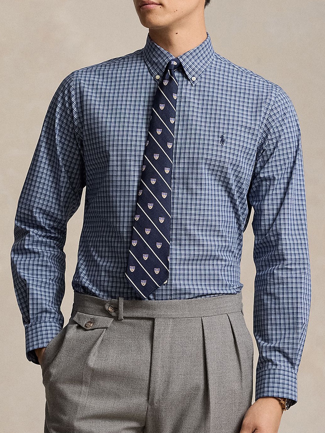 

Polo Ralph Lauren Men Button-Down Collar Checked Cotton Slim Fit Casual Shirt, Blue