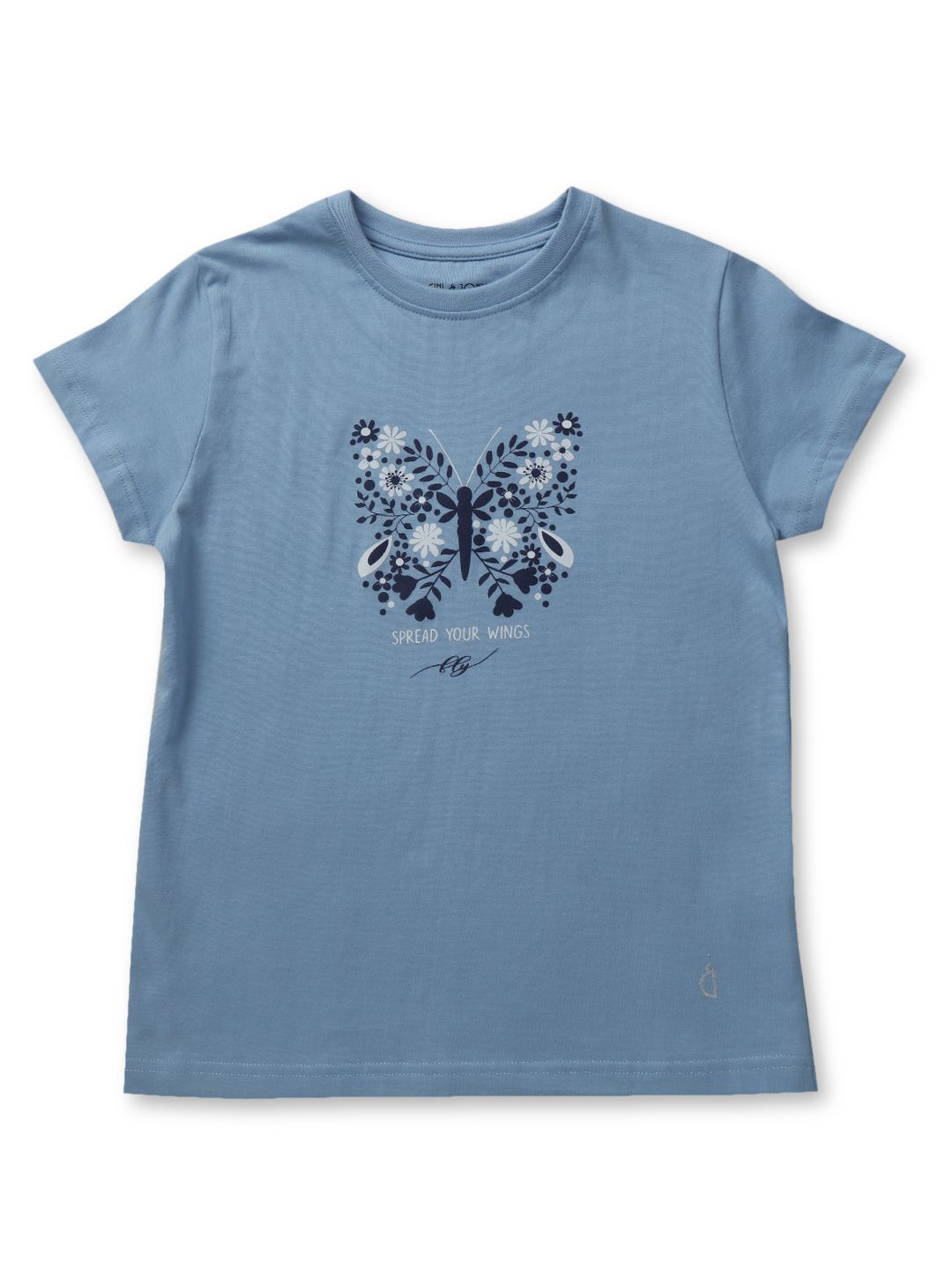 

Gini and Jony Girls Floral Printed Cotton T-shirt, Blue