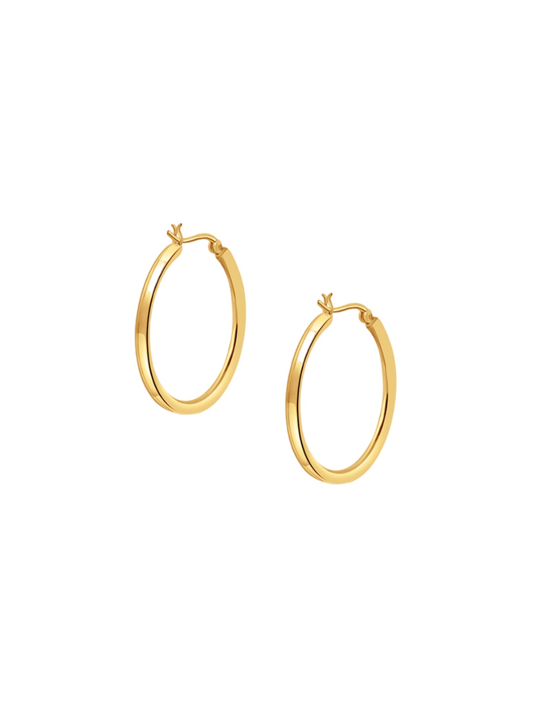 

925 SILLER 925 Pure Silver Rhodium-Plated Contemporary Hoop Earrings, Gold