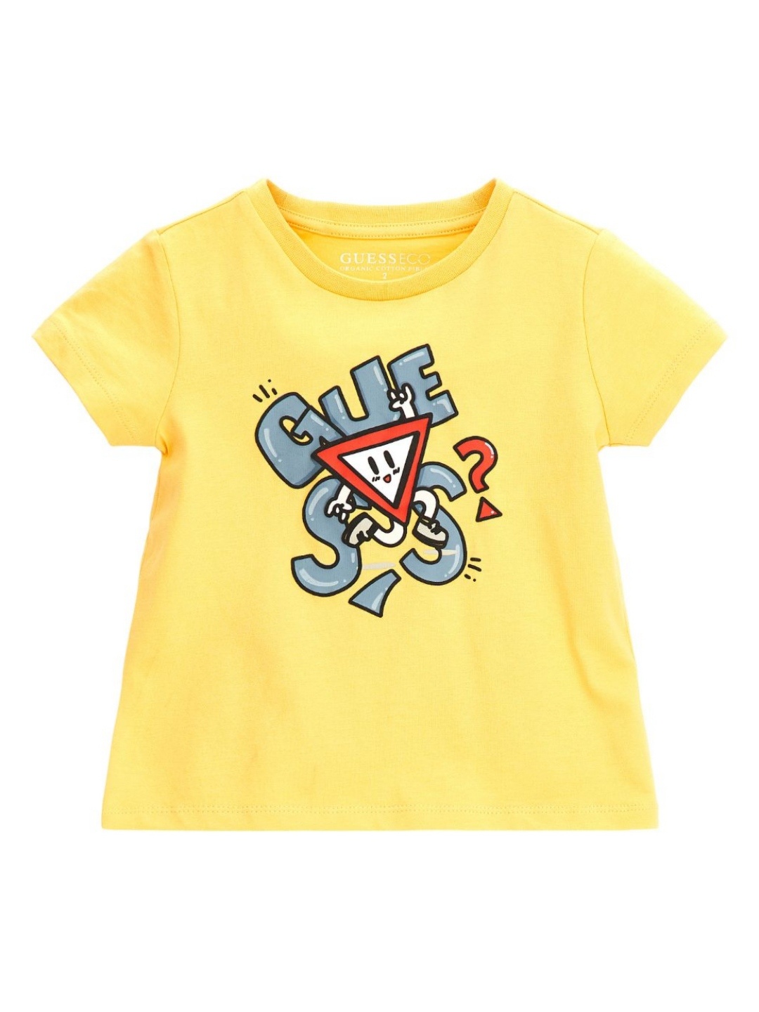 

GUESS kids Boys Typography Printed Round Neck Cotton T-shirt, Yellow