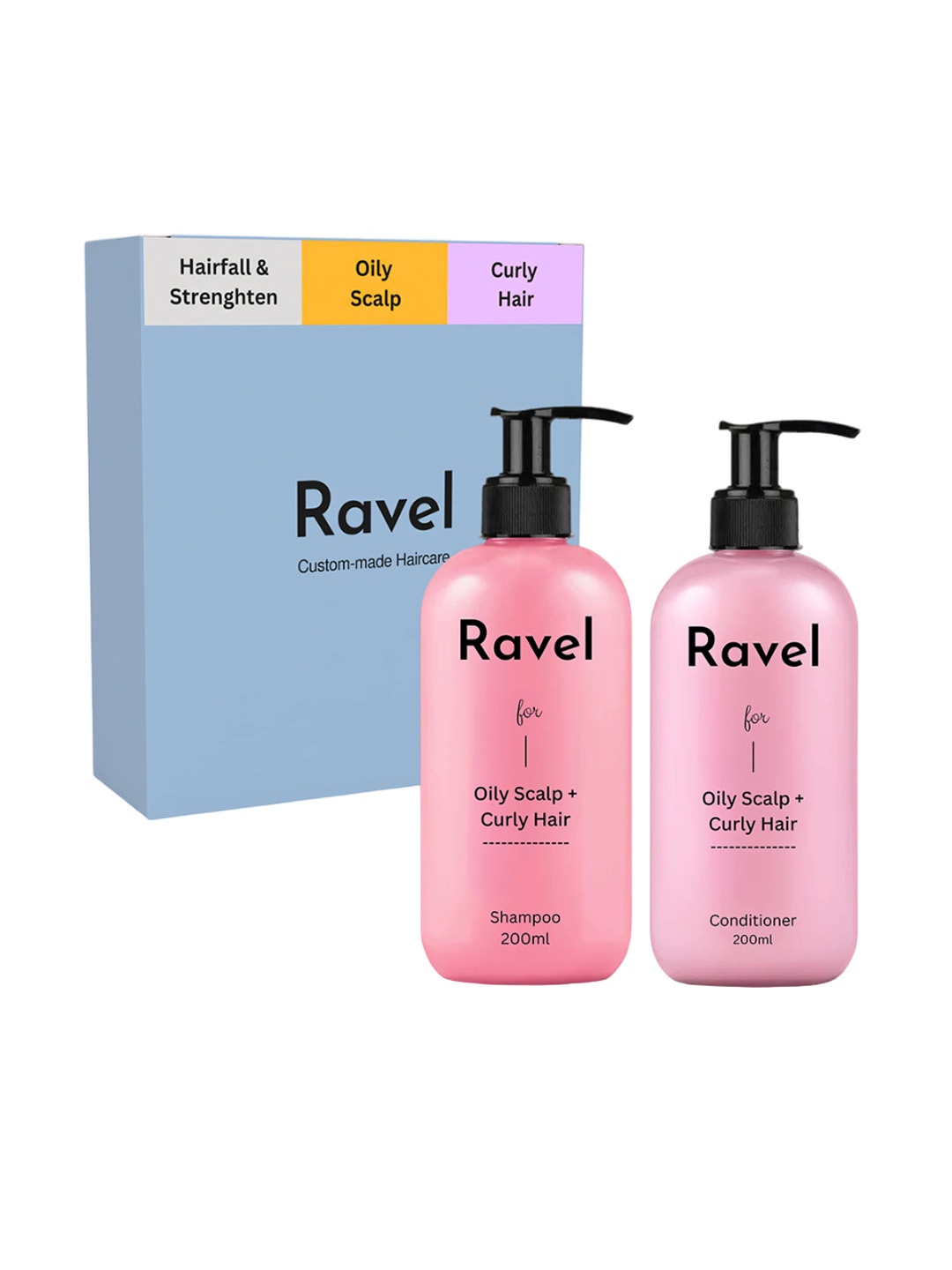 

Ravel Hairfall Control Shampoo & Conditioner Combo for Oily Scalp & Curly Hair- 200ml each, Pink