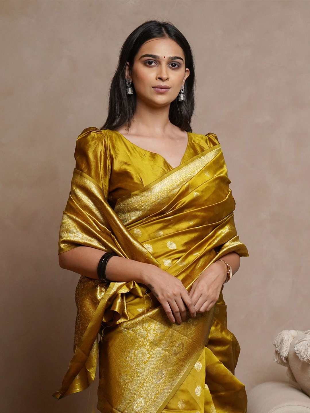 

Subham Woven Design Zari Banarasi Saree, Mustard