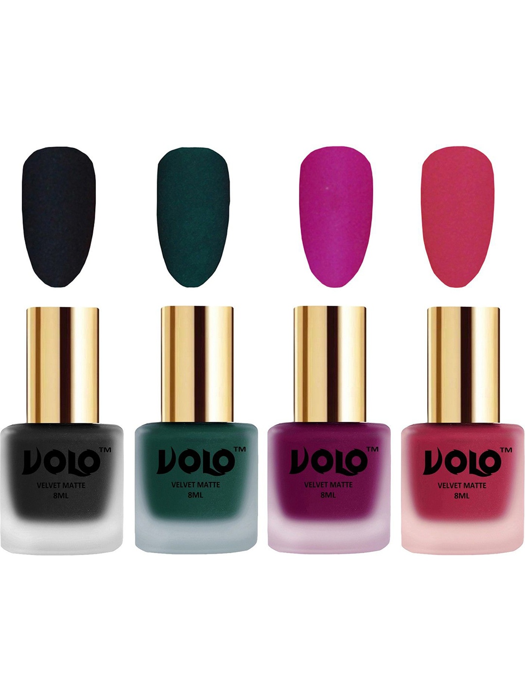 

VOLO Set of 4 Velvet Dull Matte Nail Polish - 8 ml Each - 5-12-14-43, Multi