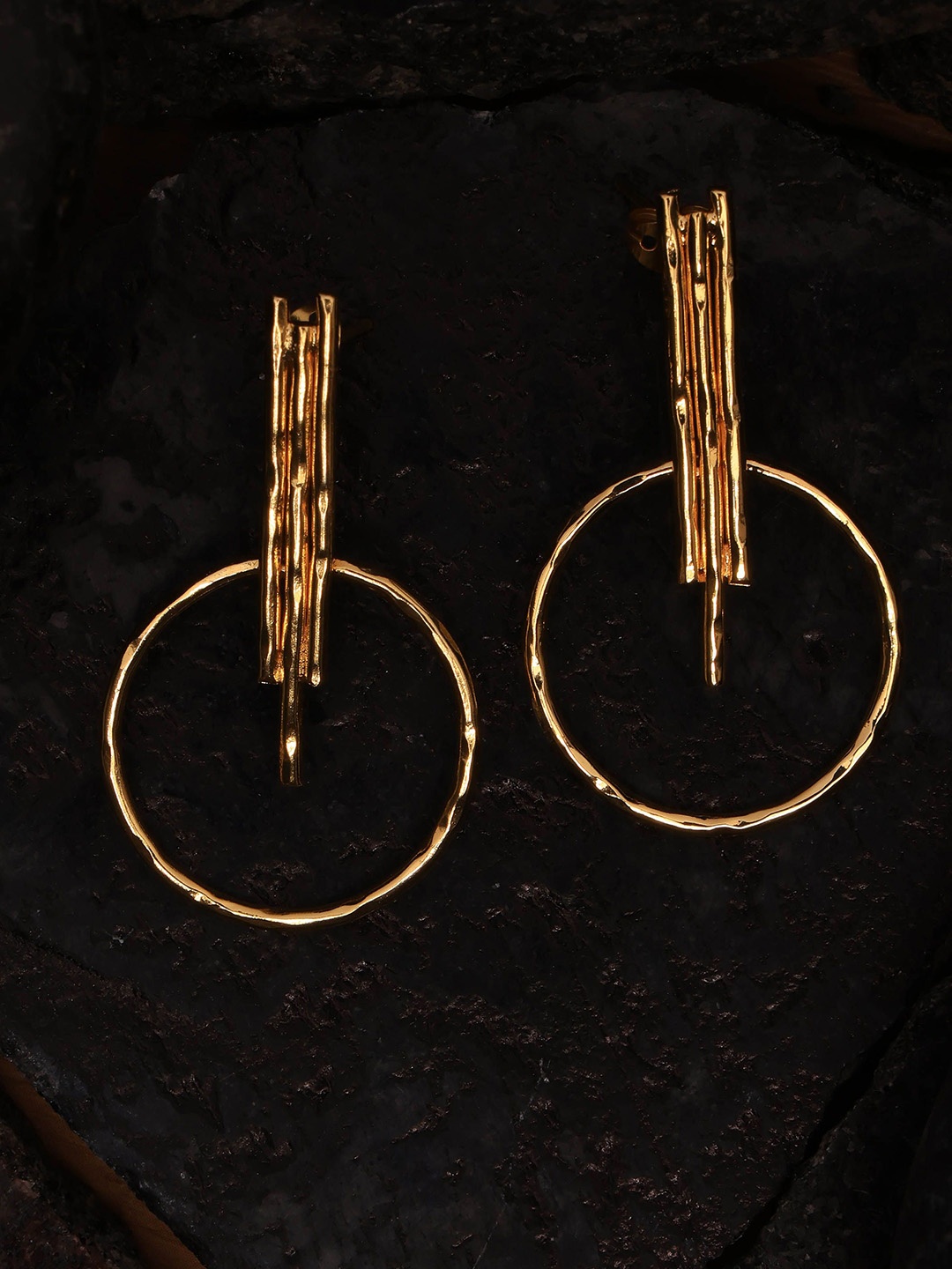 

ROYAL PITARAH Gold Plated Contemporary Drop Earrings