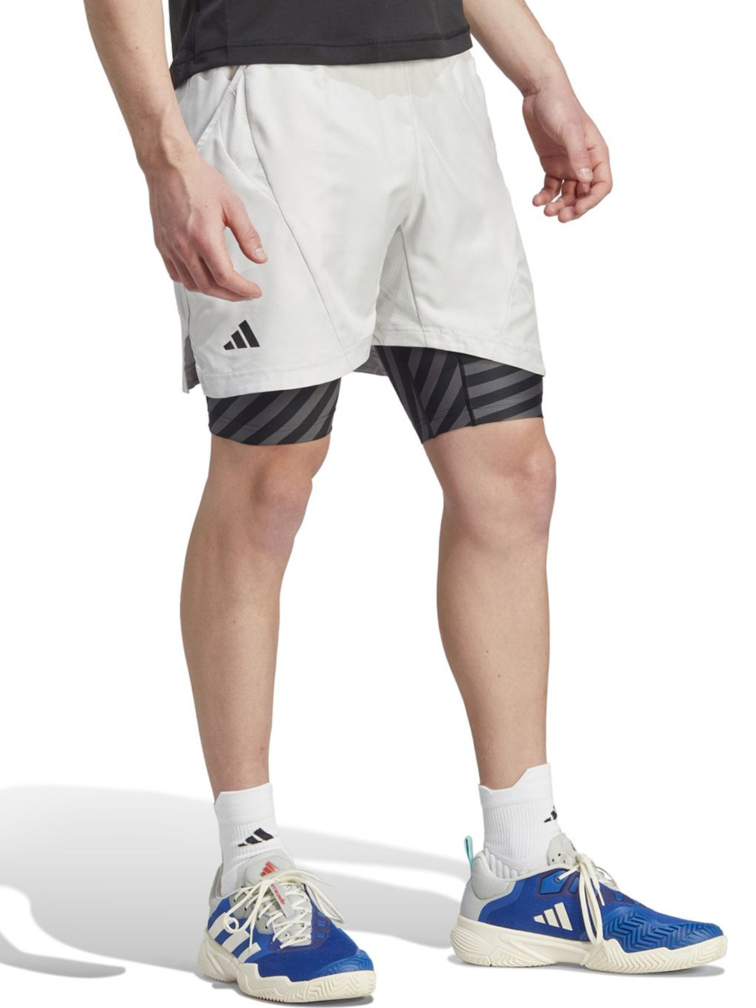 

ADIDAS NY 2N1 Solid Mid-Rise Shorts, Grey