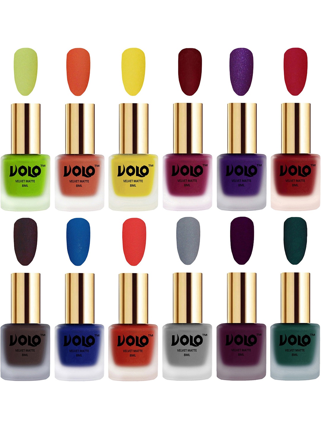 

VOLO Set Of 12 Velvet Matte Nail Polish-8 ml Each, Brown