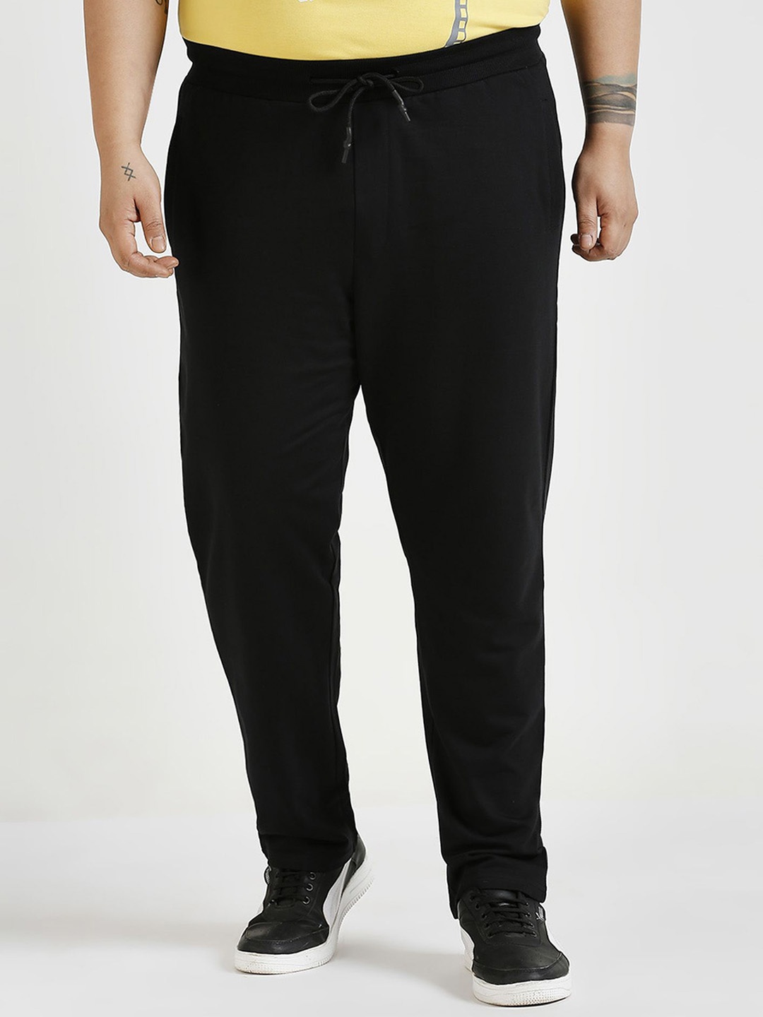 

Sizeupp Plus Size Men Mid-Rise Regular Fit Track Pants, Black