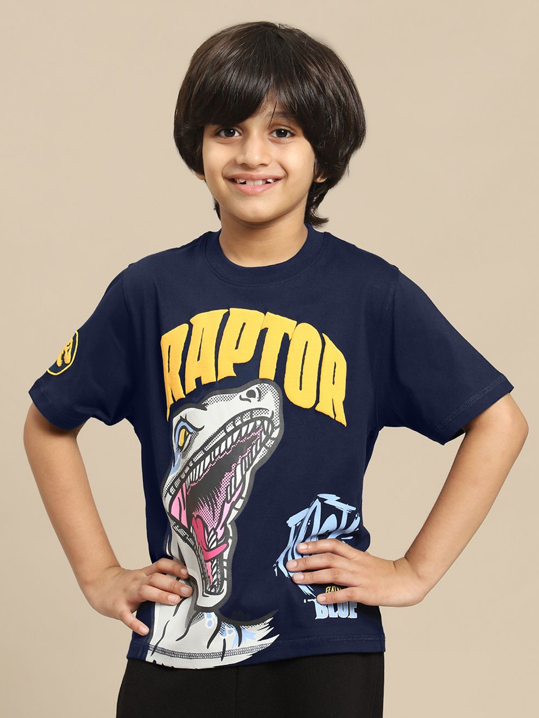

Kids Ville Boys Jurassic World Graphic Printed Pure Cotton T-Shirt, Navy blue