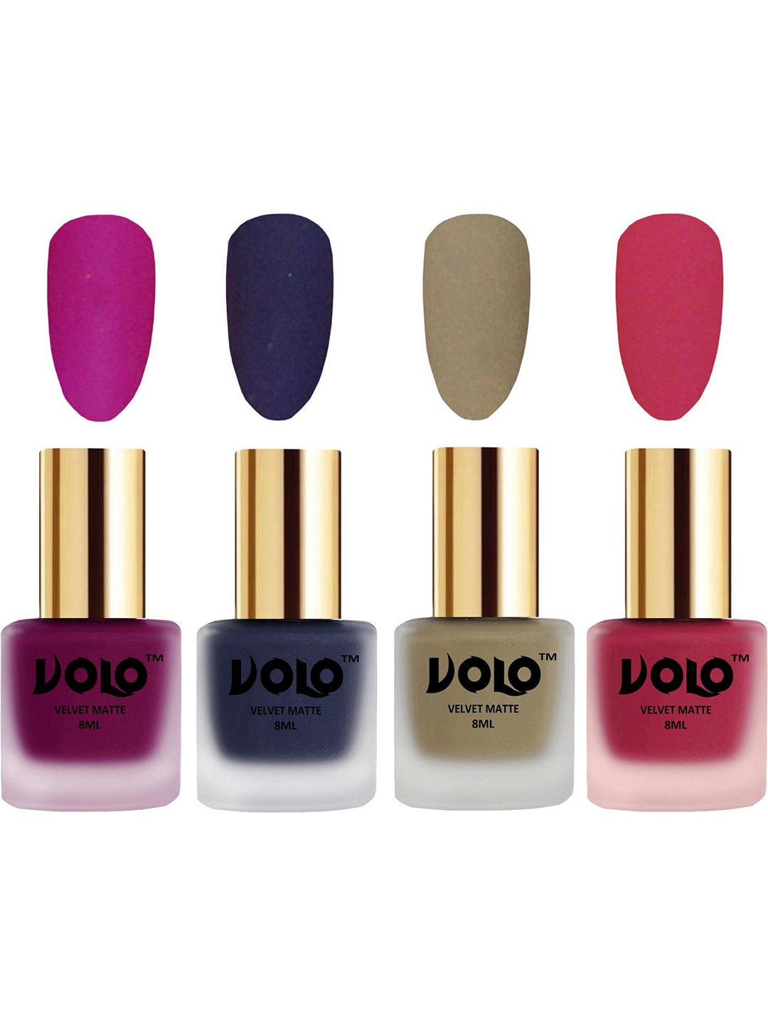 

VOLO Set Of 4 Velvet Matte Nail Polish- 8 ml Each- Shade- 14- 31- 37- 43, Multi