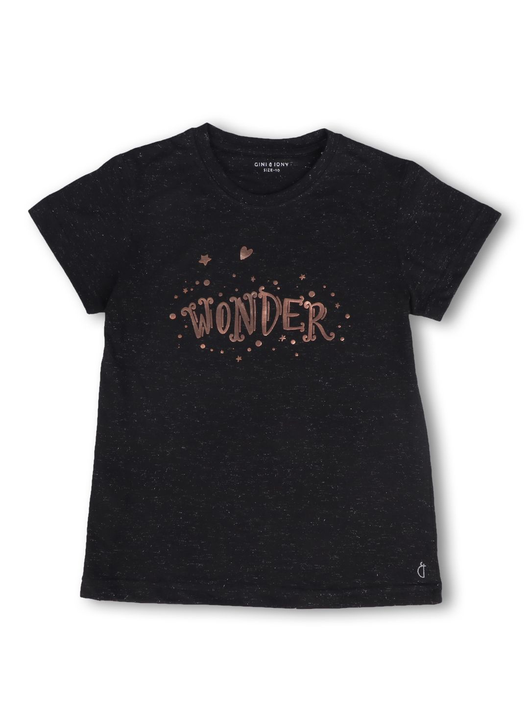 

Gini and Jony Girls Typography Printed Cotton T-shirt, Black
