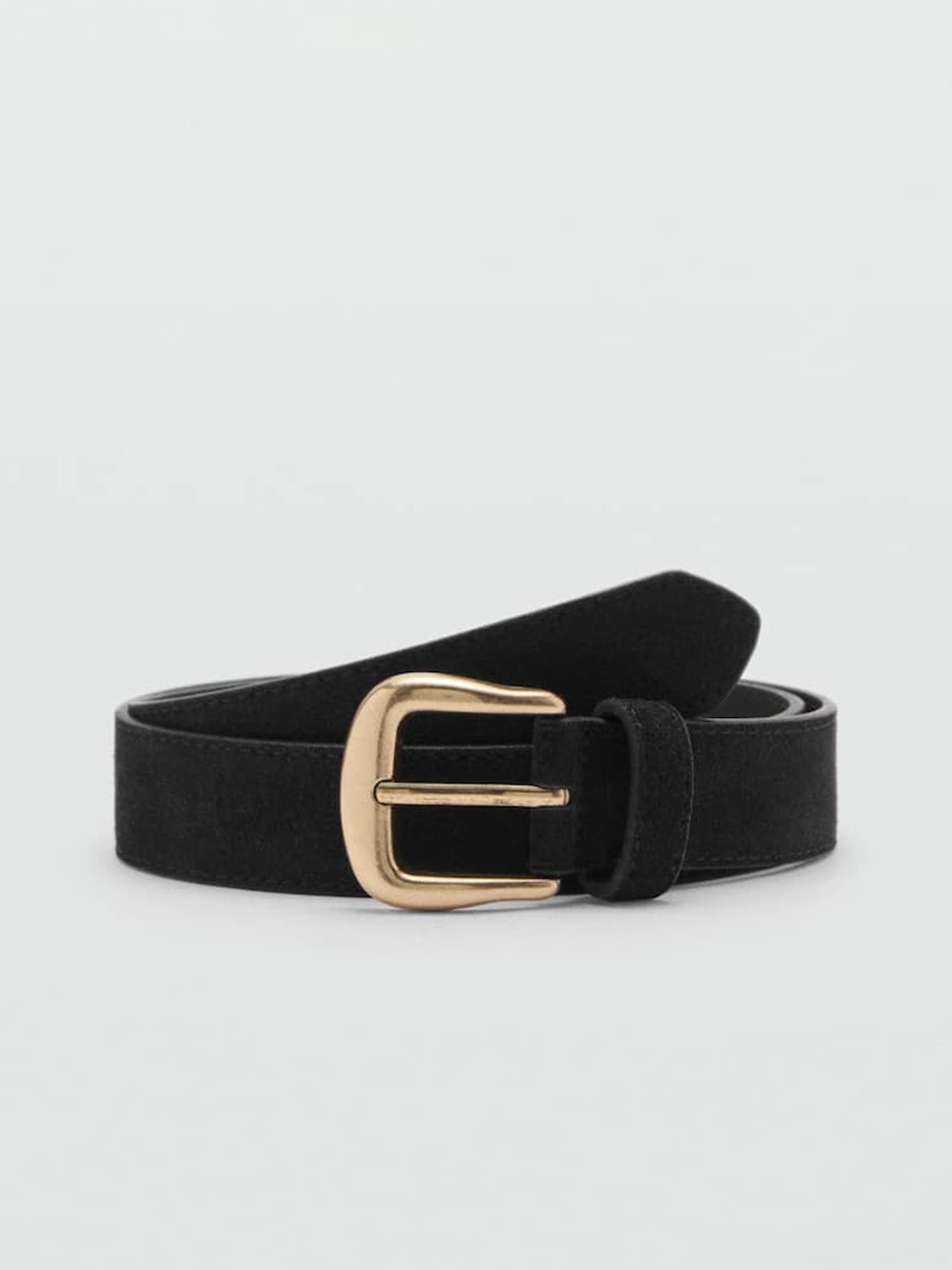 

MANGO Women Leather Belt, Black