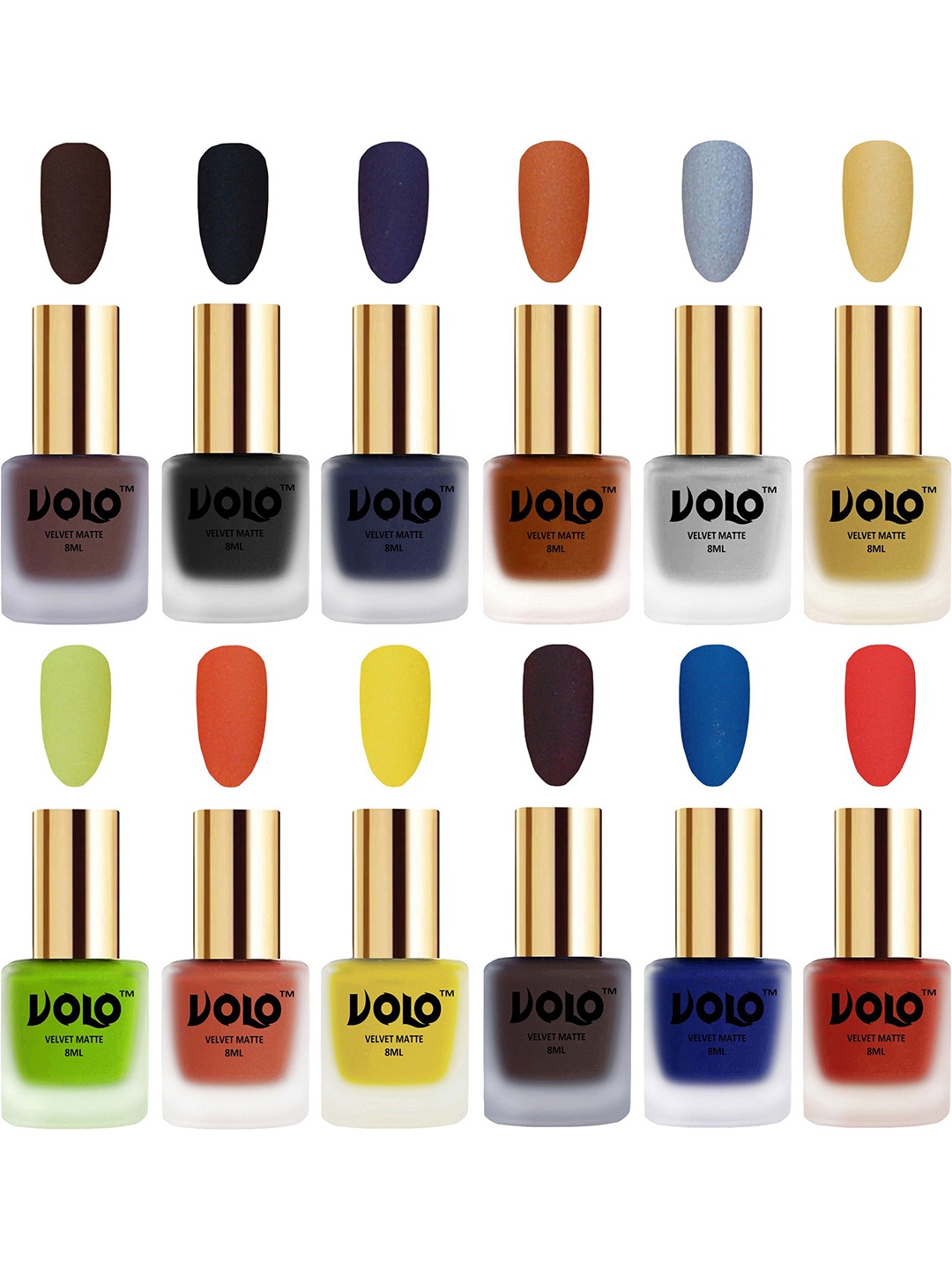 

VOLO Set Of 12 Velvet Matte Nail Polish - 8 ml Each, Coral