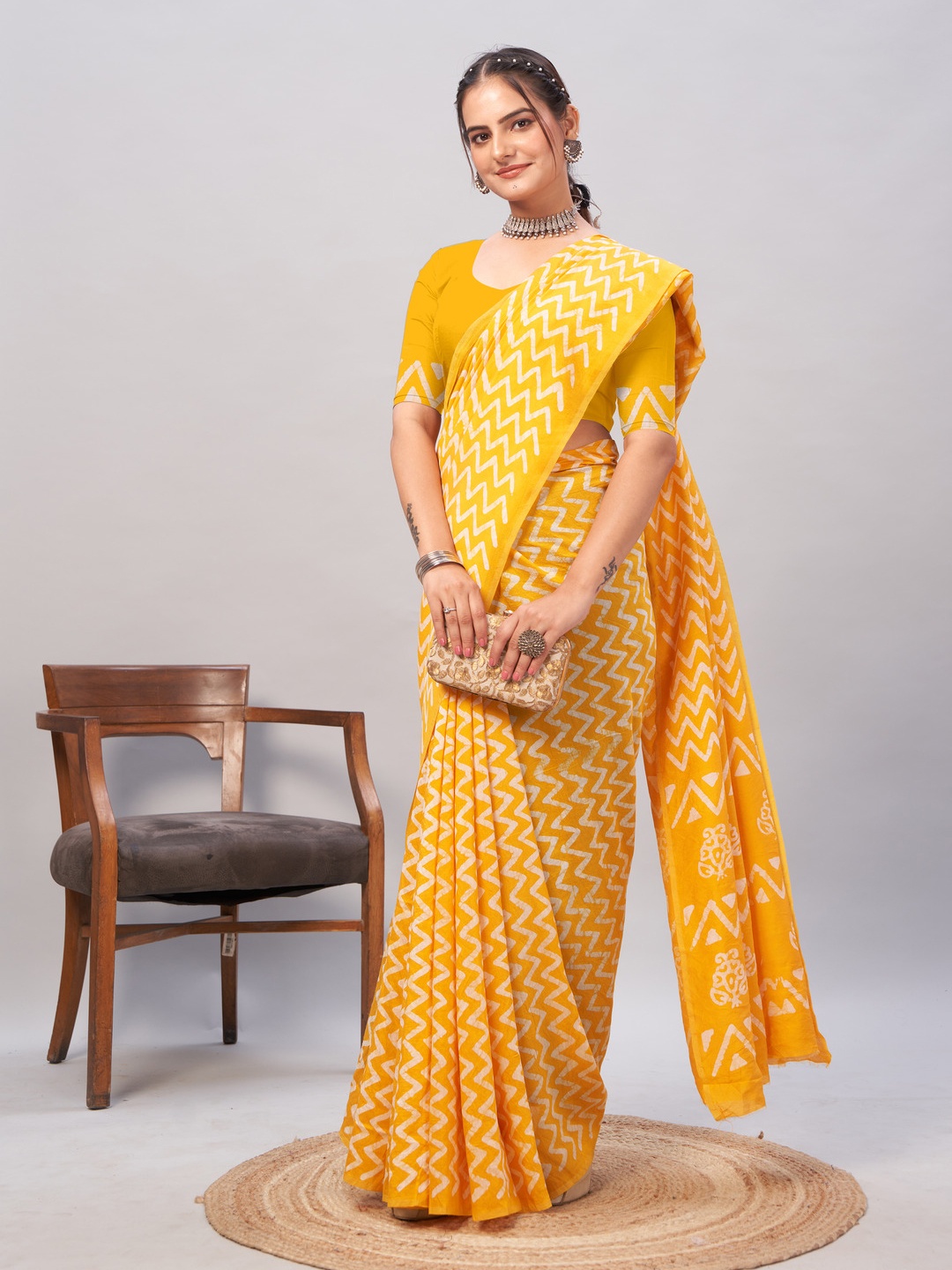 

Anouk Leheriya Printed Leheriya Saree, Yellow