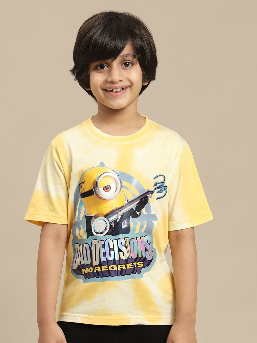 

Kids Ville Boys Minions Graphic Printed Pure Cotton Tshirt, Yellow