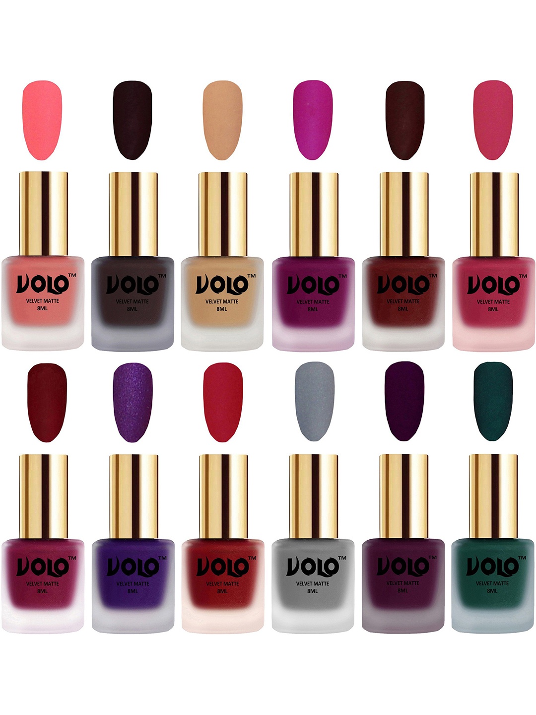 

VOLO Set Of 12 Velvet Matte Nail Polish - 8 ml Each, Multi