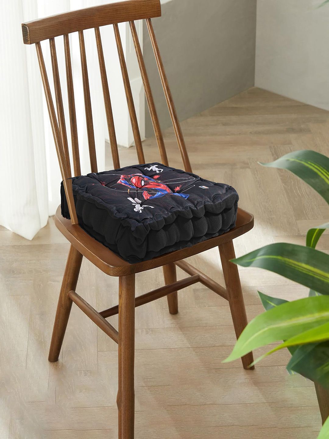 

Kuber Industries Marvel Spiderman 2 Pieces Black & Red Printed Chair Pads