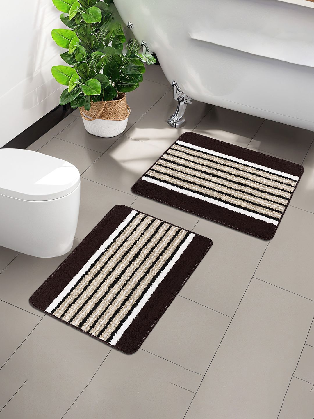 

Kuber Industries Brown & Black Microfiber Anti-Skid Door Mats