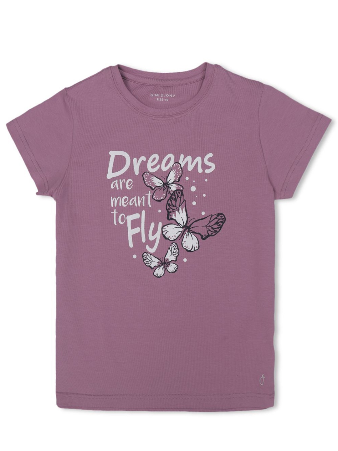 

Gini and Jony Girls Typography Printed Round Neck Cotton T-Shirt, Purple