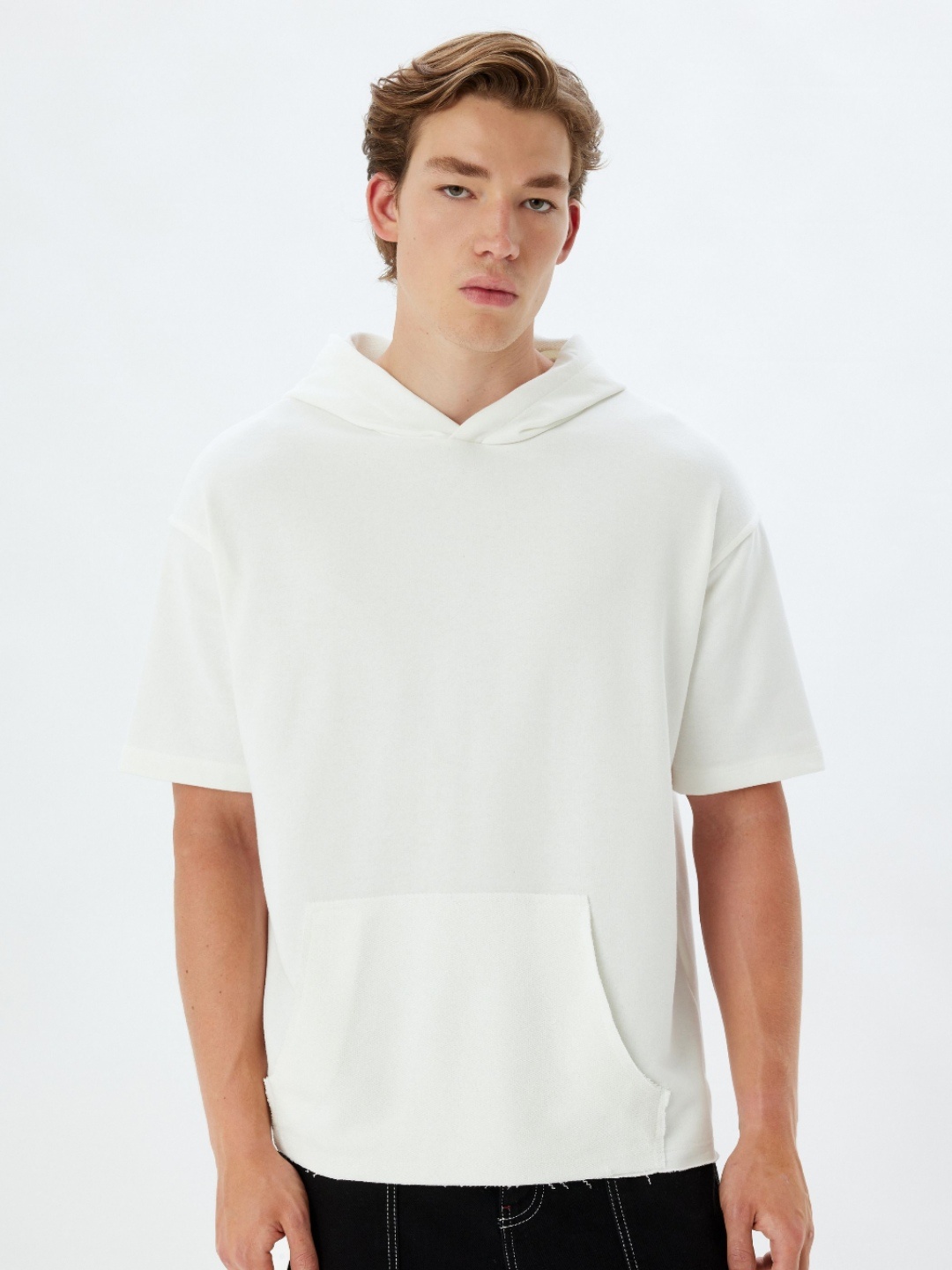 

Koton Men Solid Hood Cotton Oversized T-shirt, White