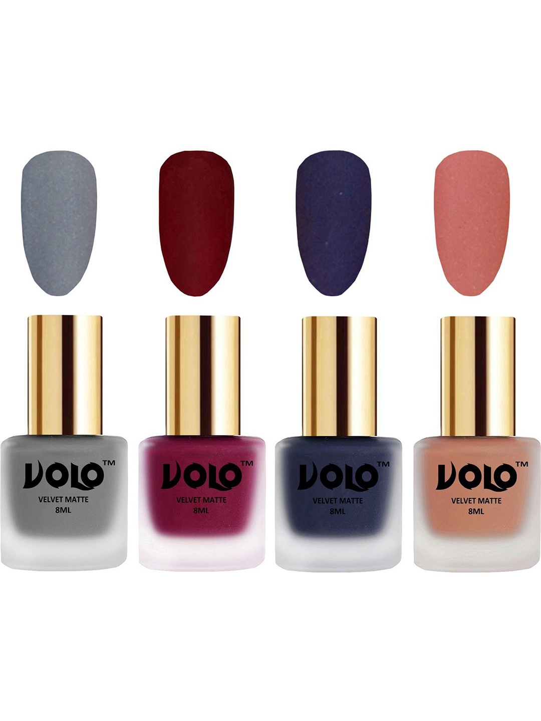 

VOLO Set Of 4 Velvet Matte Nail Polish- 8 ml Each- Shade- 20- 25- 31- 38, Multi