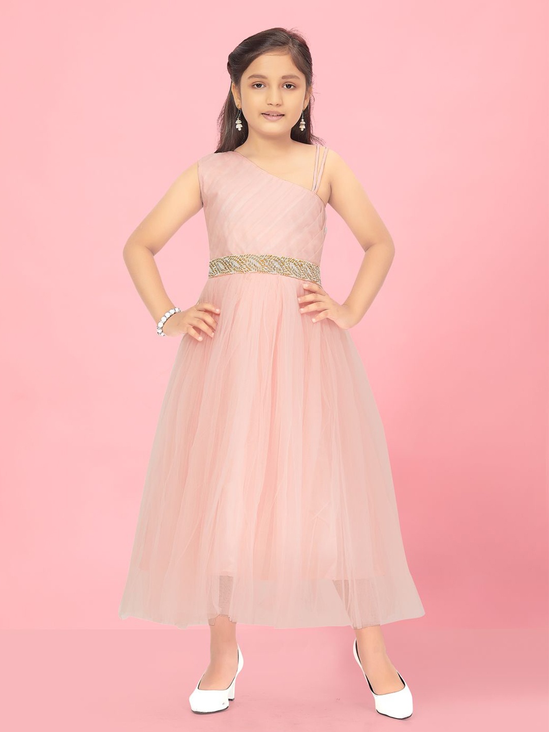 

BAESD Girls Net Empire Maxi Dress, Peach