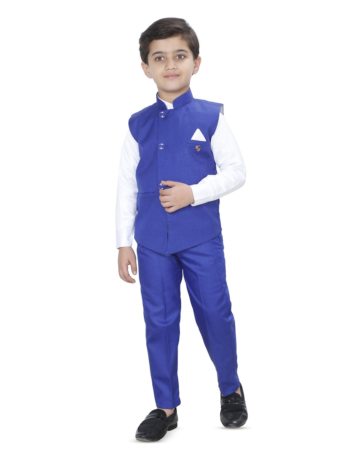 

BAESD Boys 3-Piece Sleeveless Mandarin Collar Long Sleeves Suit, Blue