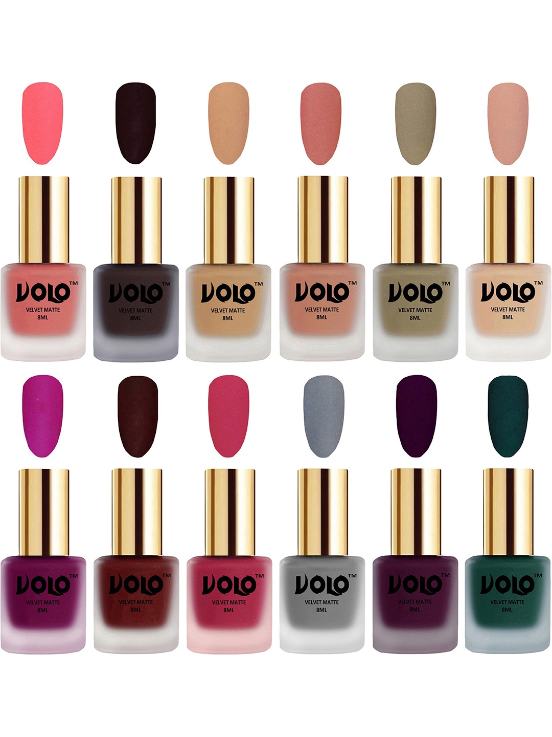 

VOLO Set of 12 Velvet Matte Nail Polish - 8 ml Each, Burgundy