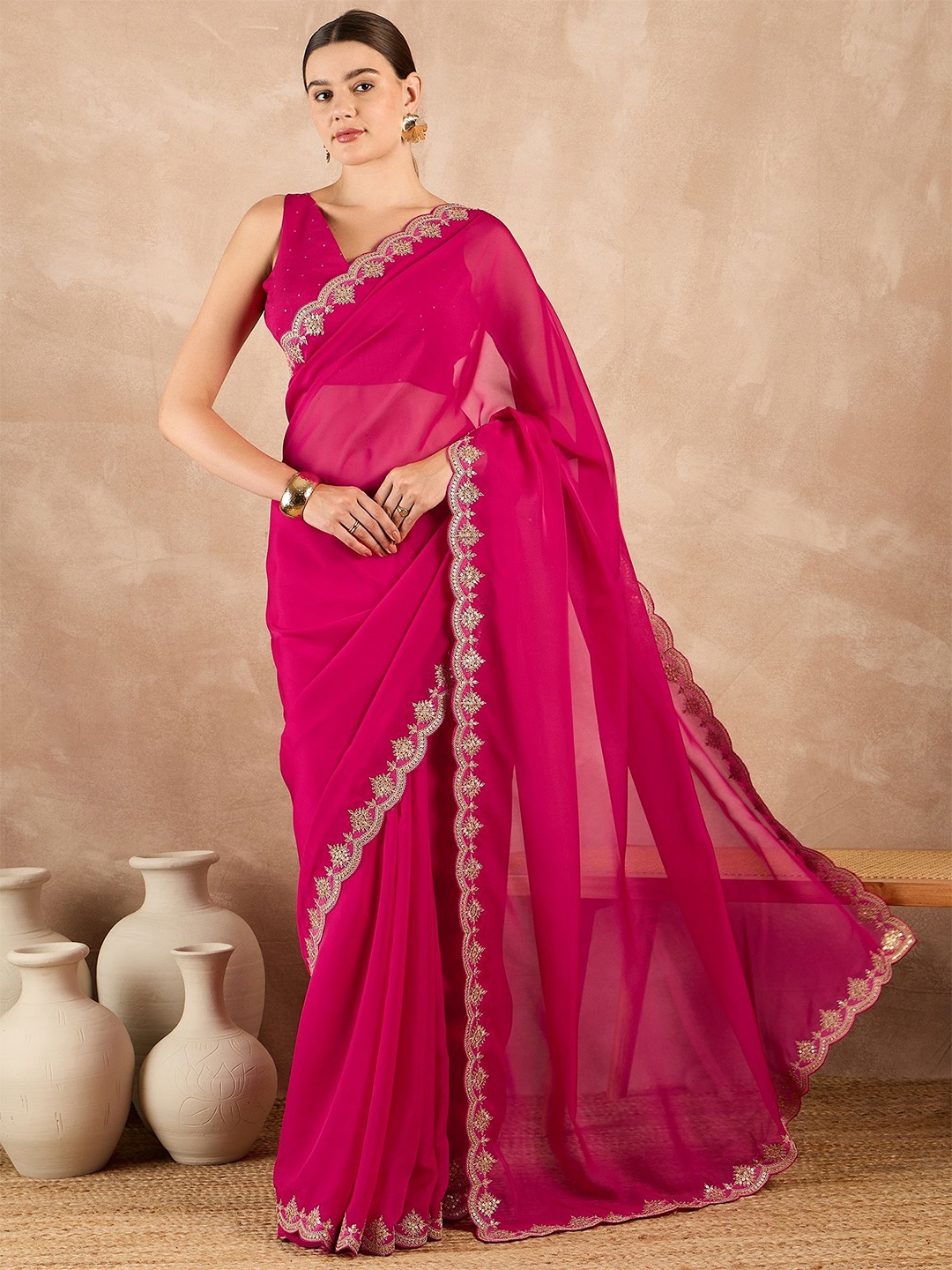 

all about you Organza Saree, Rose