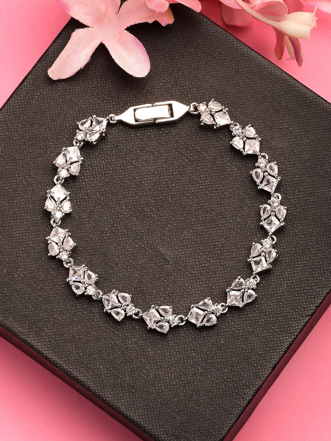 

NVR Silver-Plated Cubic Zirconia Wraparound Bracelet