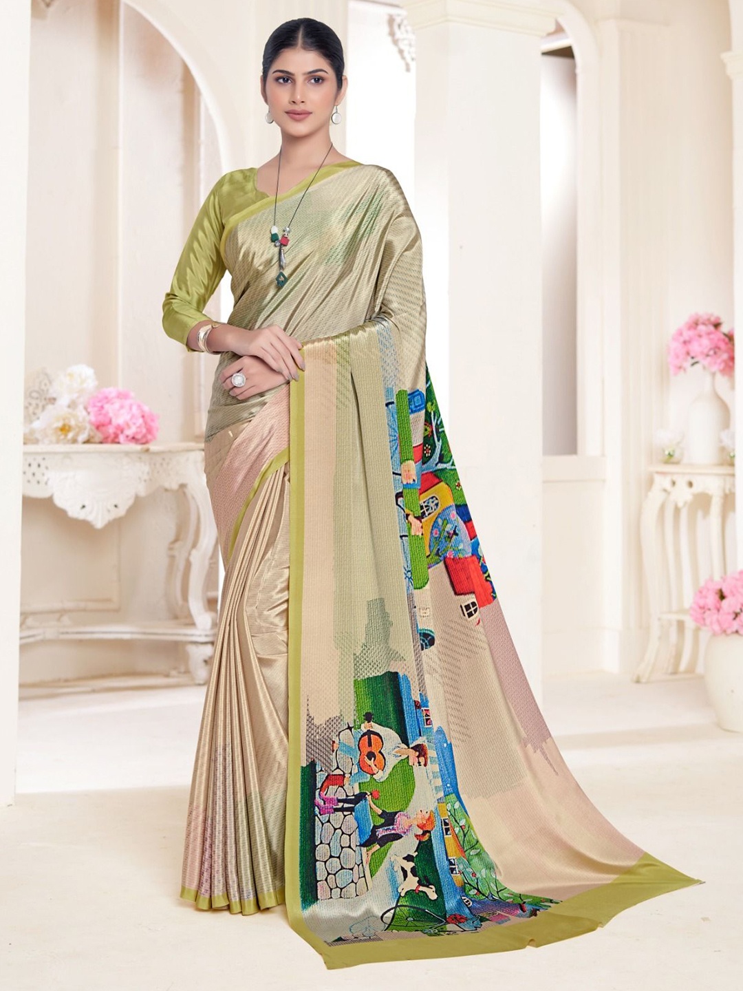 

JIVORA Pure Silk Saree, Green