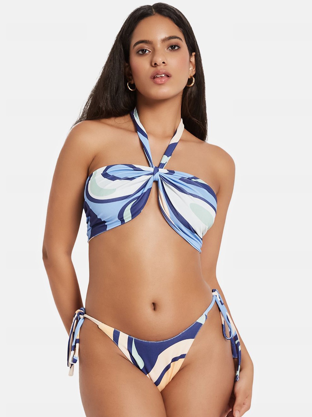 

SECRETS BY ZEROKAATA Printed Swim Bikini Set, Blue