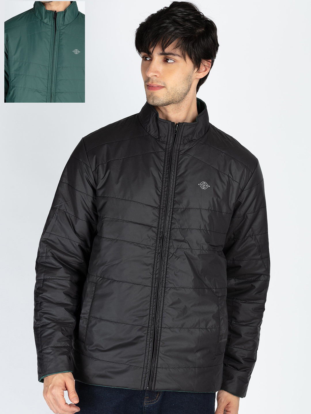 

Status Quo Men Geometric Quilted Jacket, Blue