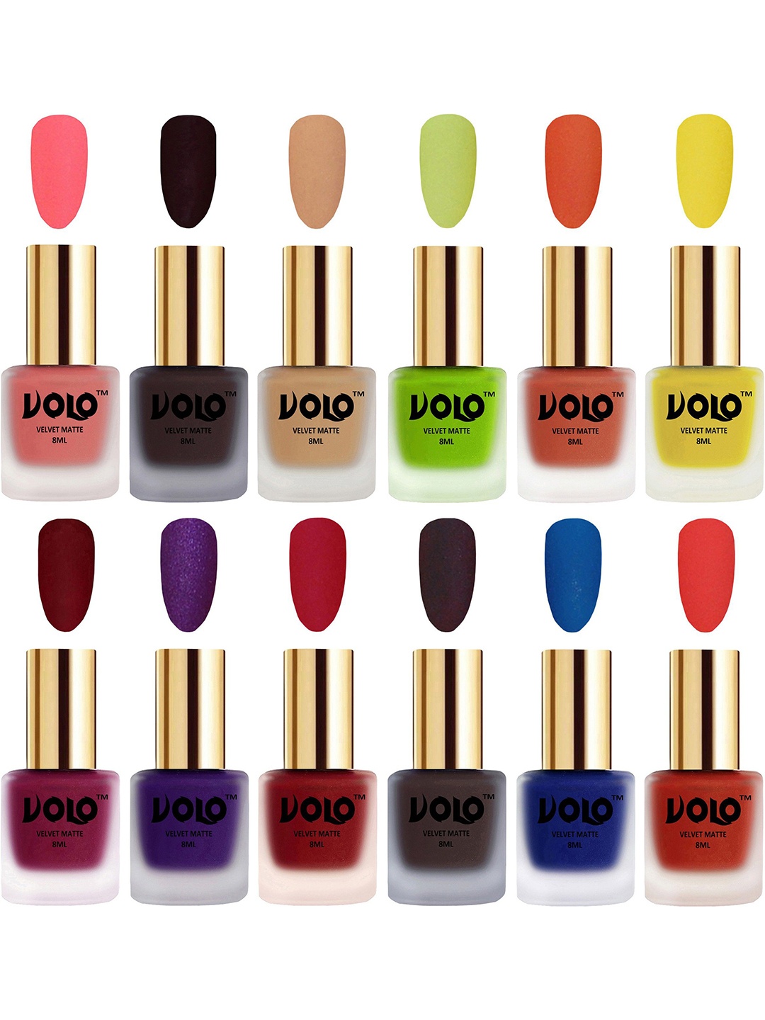 

VOLO Set Of 12 Velvet Matte Nail Polish - 8 ml Each, Burgundy