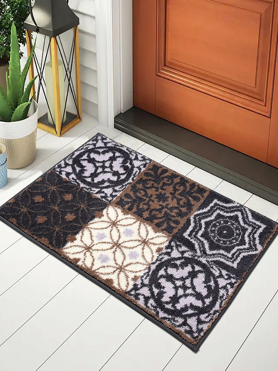 

Saral Home Blue & Brown Ethnic Motifs Velvet Printed Rectangular Doormats
