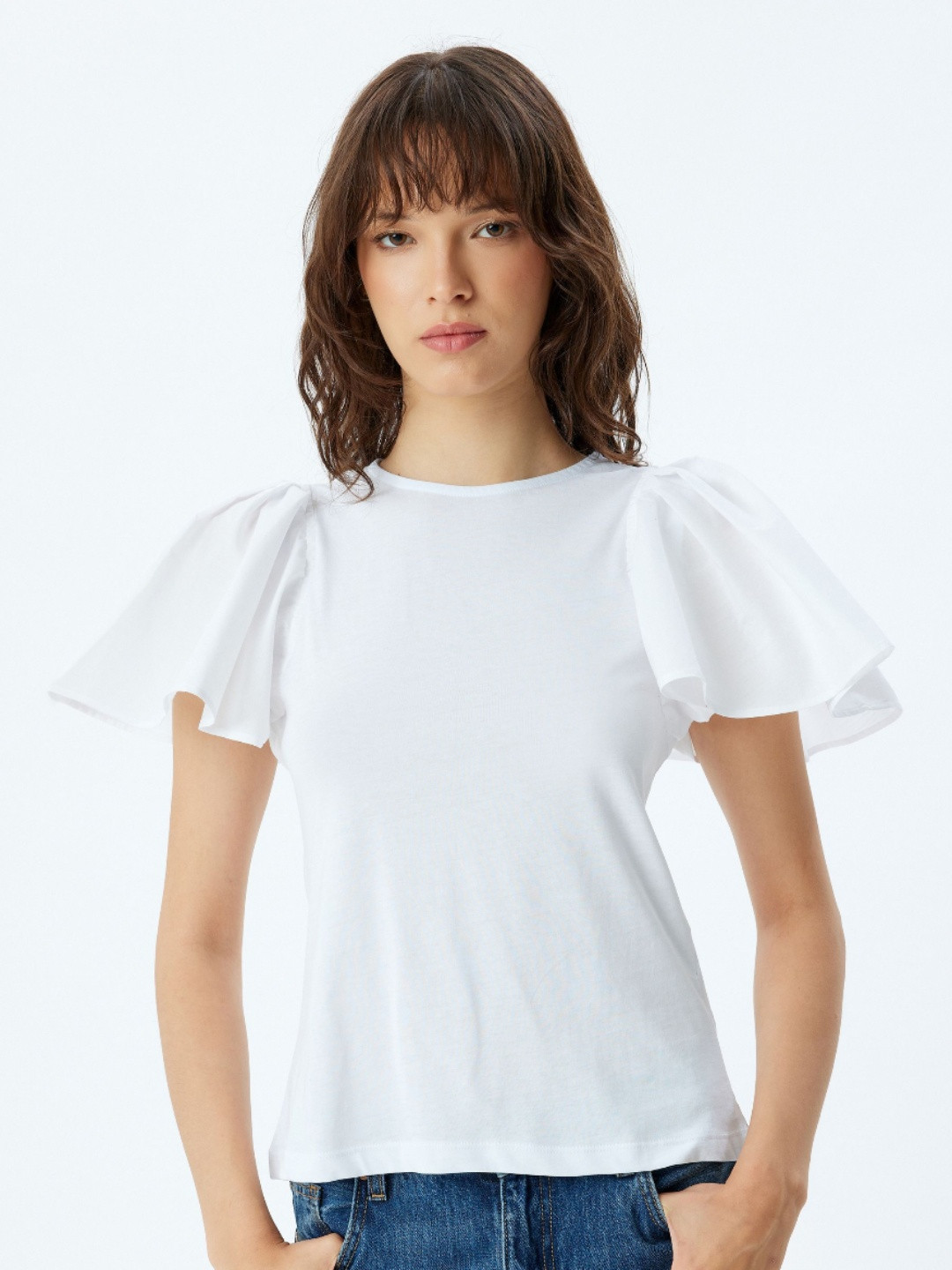 

Koton Women Solid Round Neck Pure Cotton Top, White
