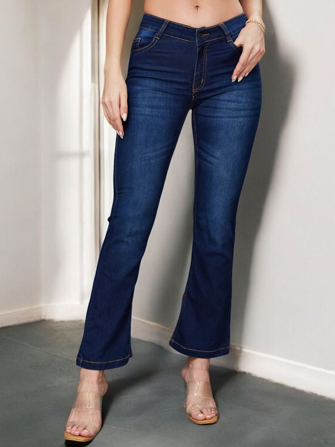

Miss Chase Women Bootcut Light Fade Stretchable Jeans, Blue