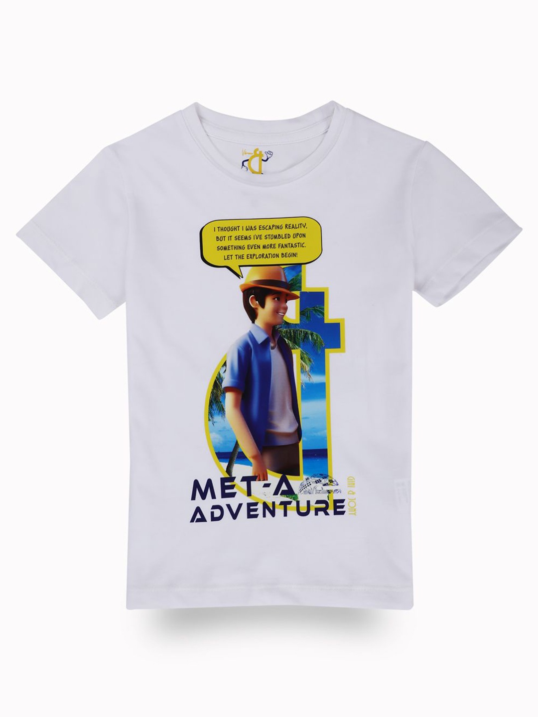 

Gini and Jony Boys Graphic Printed Round Neck Cotton T-shirt, White