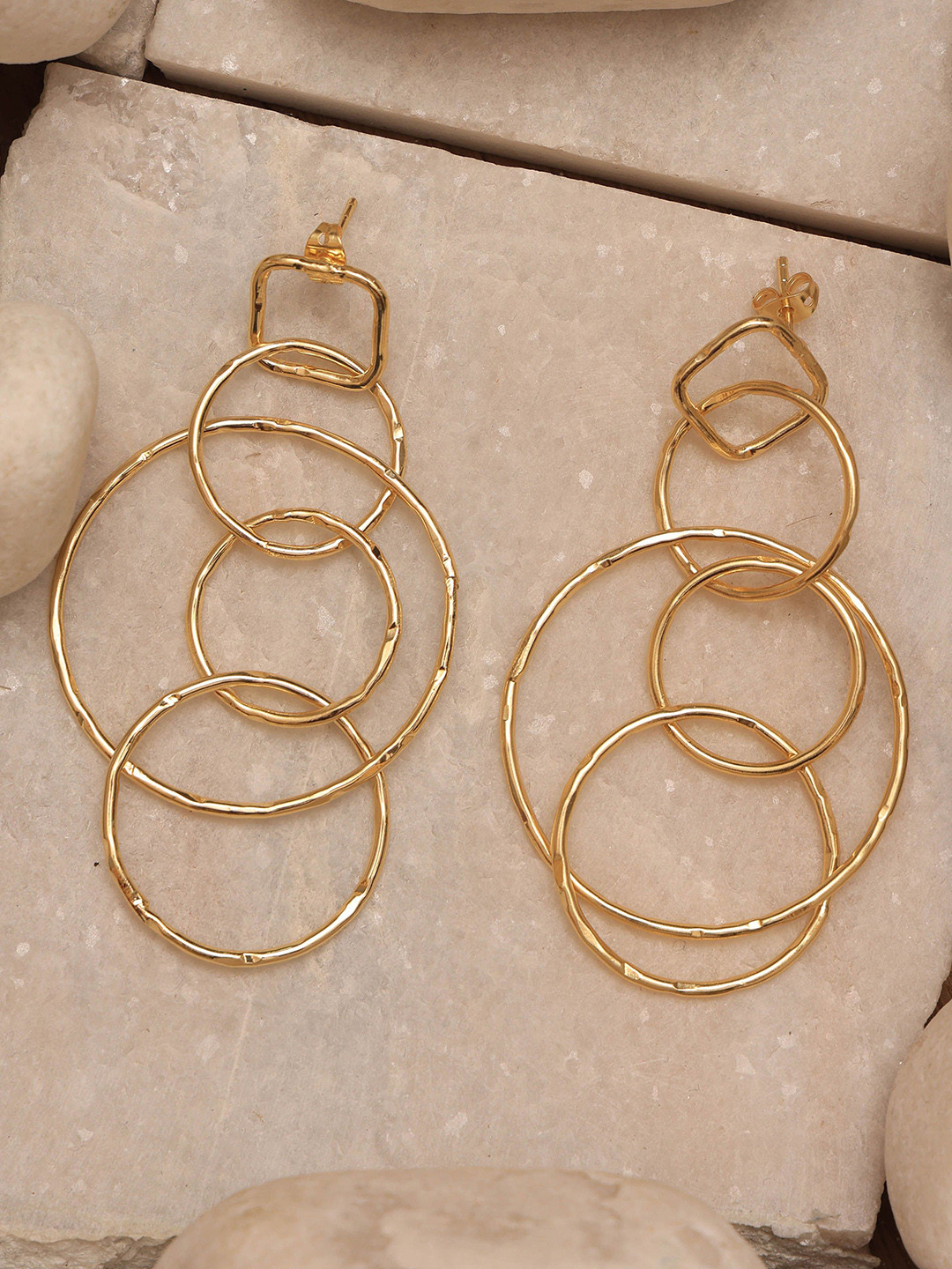 

ROYAL PITARAH Gold Plated Contemporary Drop Earrings