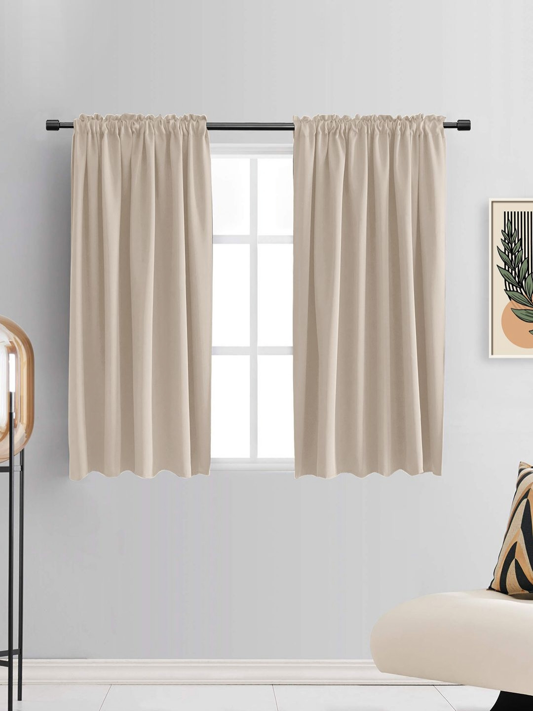 

THE CONVERSION Grey 2 Pieces Satin Window Curtains