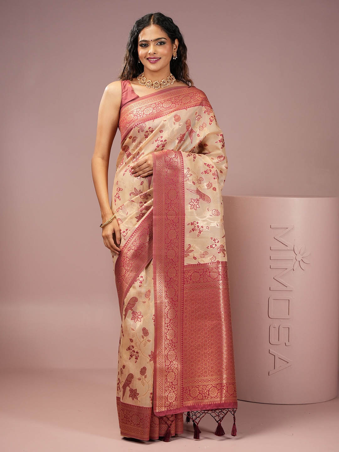 

MIMOSA Woven Design Zari Banarasi Saree, Red