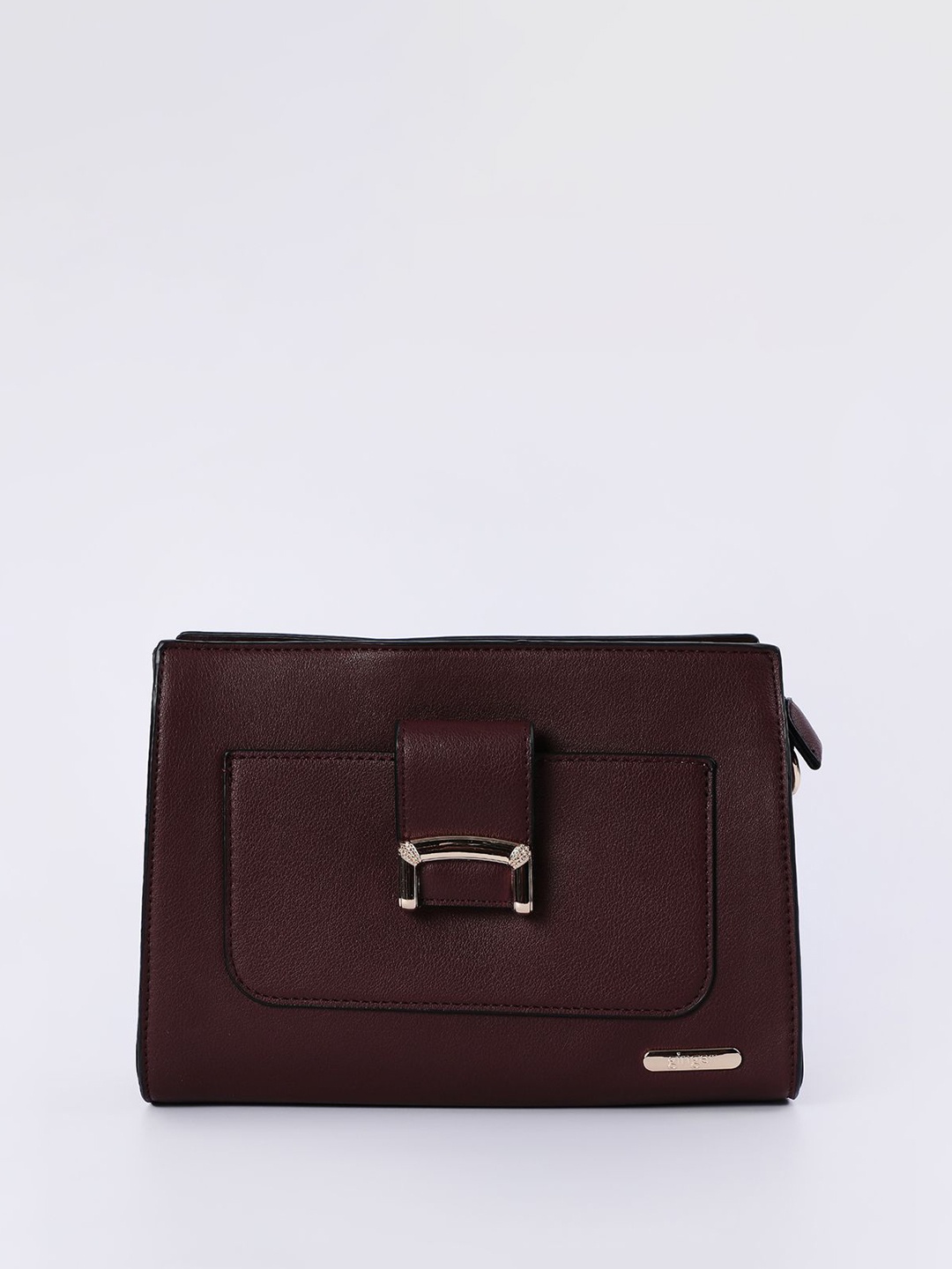 

Ginger by Lifestyle Women PU Textured Structured Sling Bag With Buckle Detail, Red