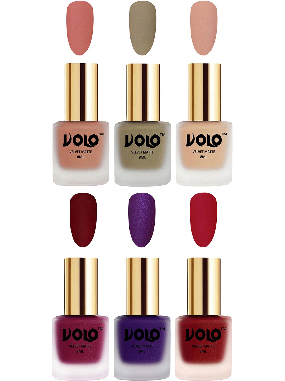 

VOLO Set Of 6 Velvet Matte Nail Polish-8 ml Each, Purple