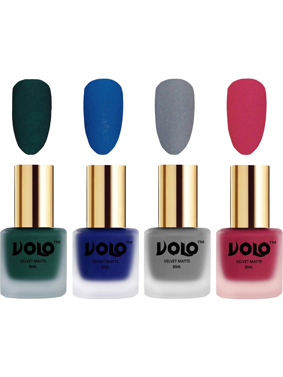 

VOLO Set Of 4 Velvet Matte Nail Polish - 8 ml Each - 12 - 19 - 20 - 43, Green