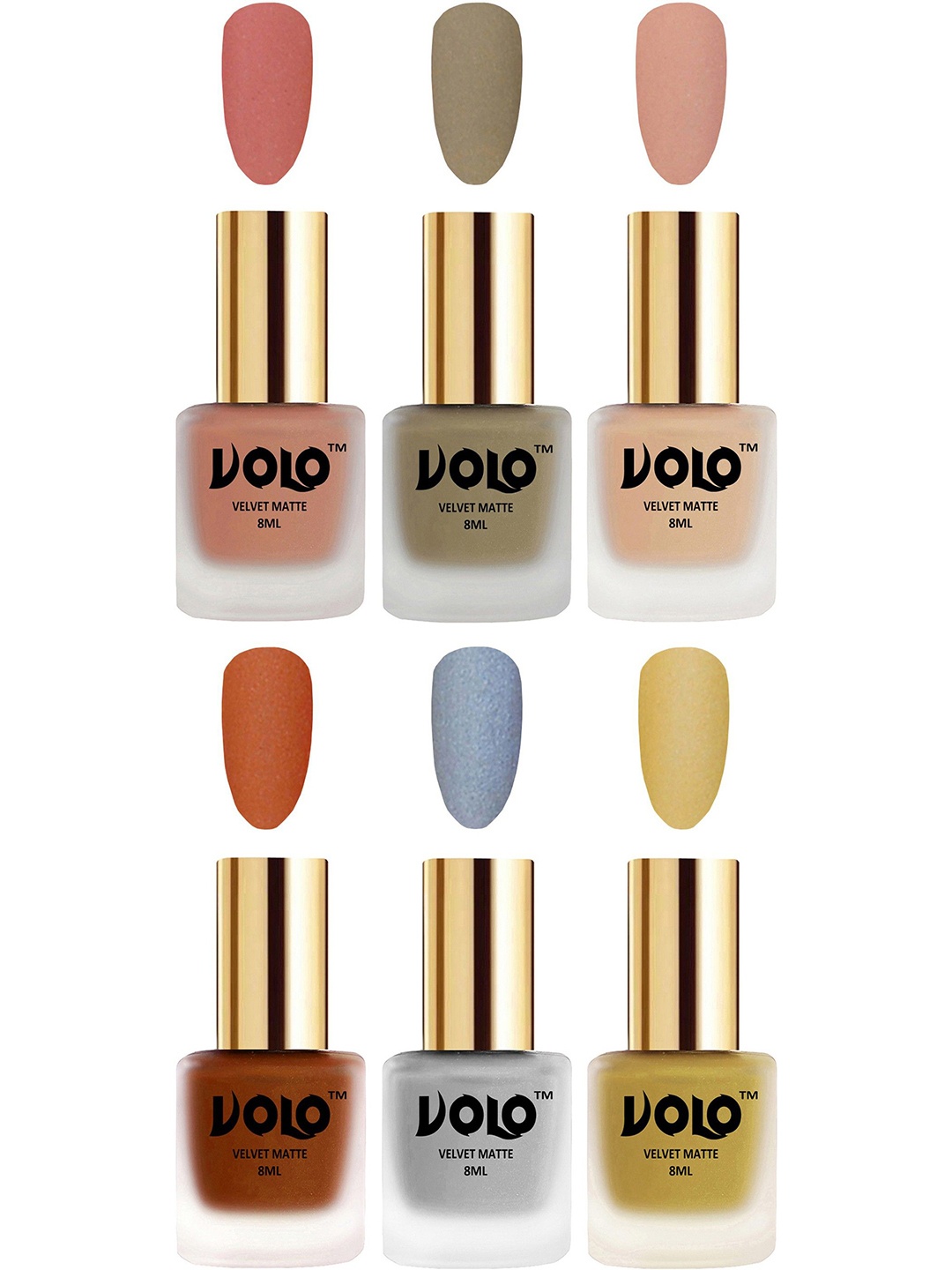 

VOLO Set Of 6 Velvet Matte Nail Polish-8 ml Each, Nude