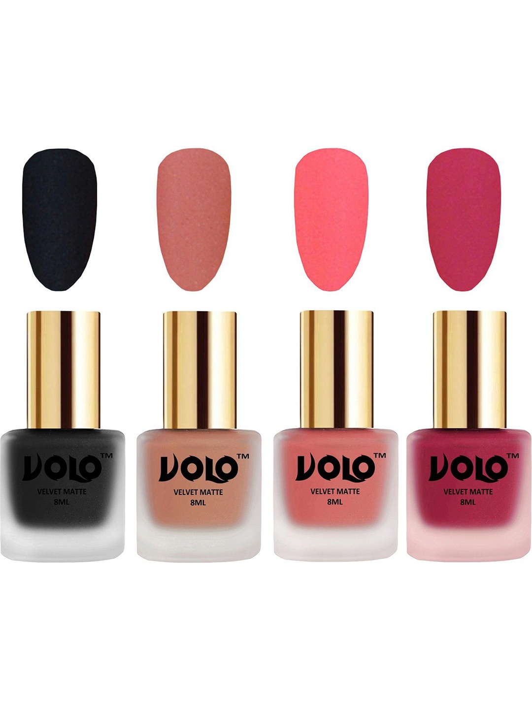 

VOLO Set Of 4 Velvet Matte Nail Polish- 8 ml Each- Shade- 5-38-41-43, Multi