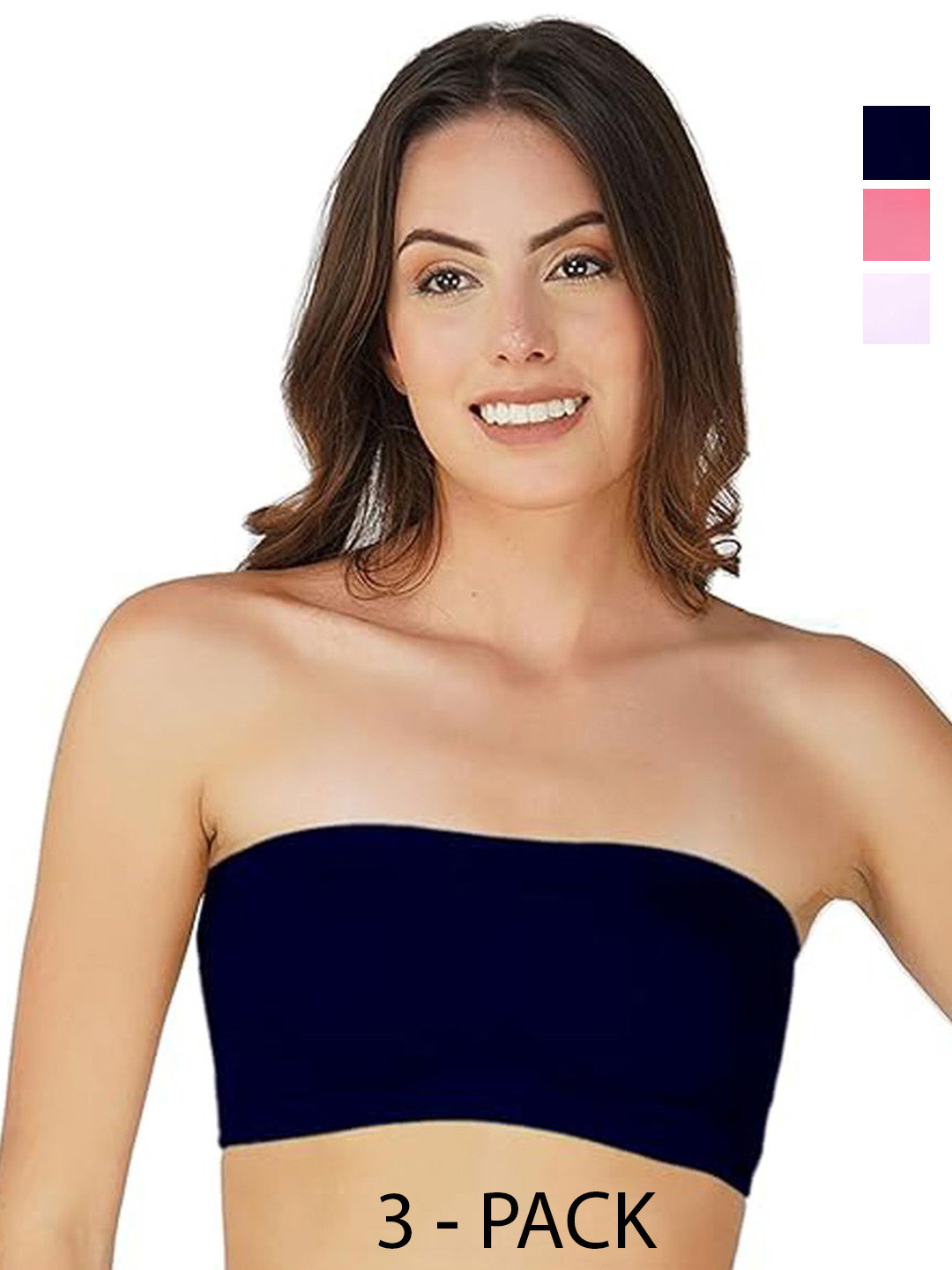 

ComfyStyle Pack of 3 Full Coverage Lightly Padded Bra, Navy blue