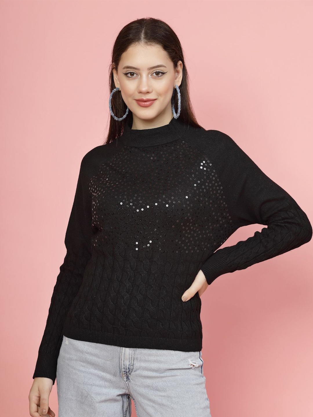 

Mafadeny Women Solid Round Neck Top, Black