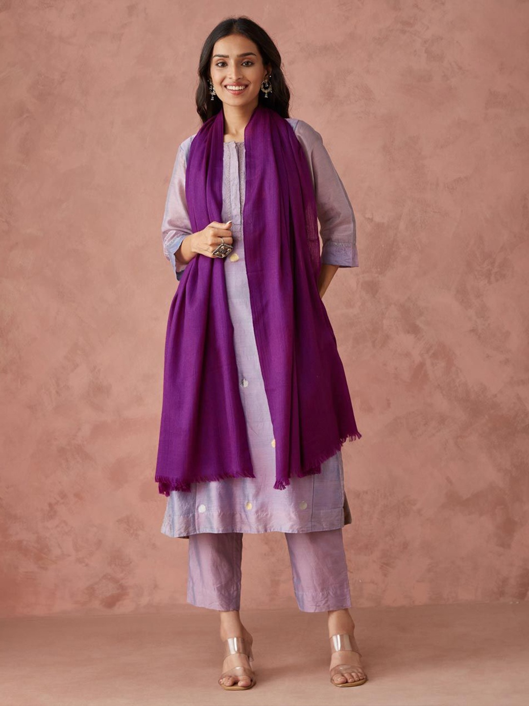 

Fabindia Women Woven Design Stole, Purple