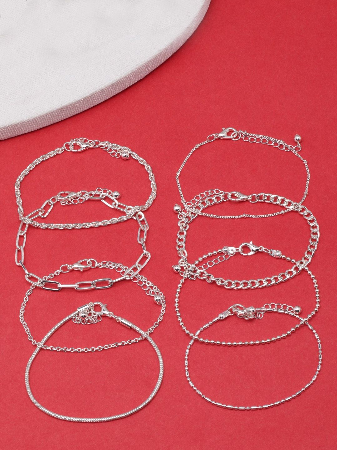 

KPOP Set Of 8 Silver-Plated Link Bracelet