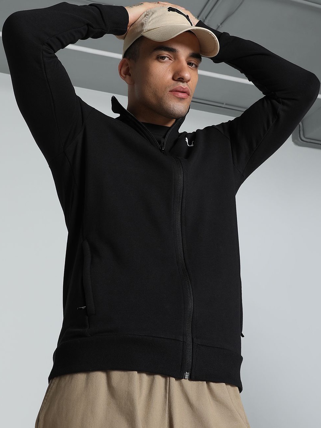 

Puma Men Zippered Slim Fit Sweat Jacket, Black